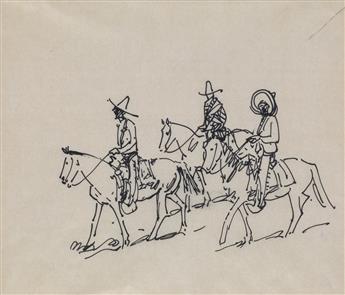 EDWARD BOREIN Group of 4 pen and ink drawings.